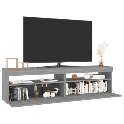Meuble TV vidaXL avec lumières LED 2 pcs Gris Sonoma 75x35x40 cm