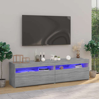 Meuble TV vidaXL avec lumières LED 2 pcs Gris Sonoma 75x35x40 cm