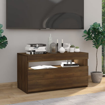 Meuble TV vidaXL avec lumières LED marron aspect chêne 75x35x40 cm