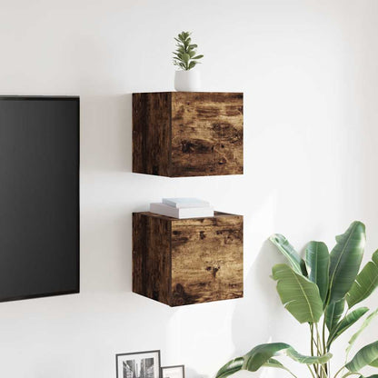 vidaXL Meubles TV muraux 2 pcs Chêne fumé 30,5x30x30 cm