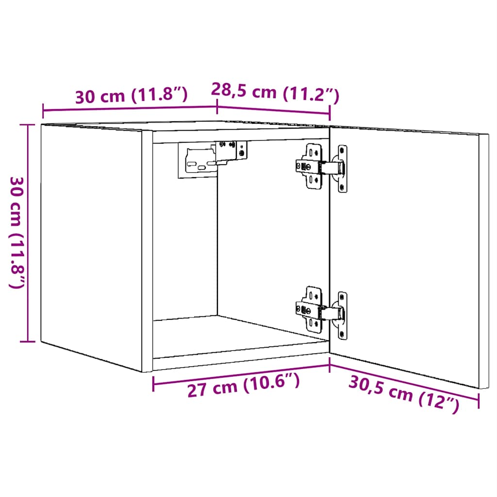 vidaXL Meubles TV muraux 2 pcs Chêne fumé 30,5x30x30 cm
