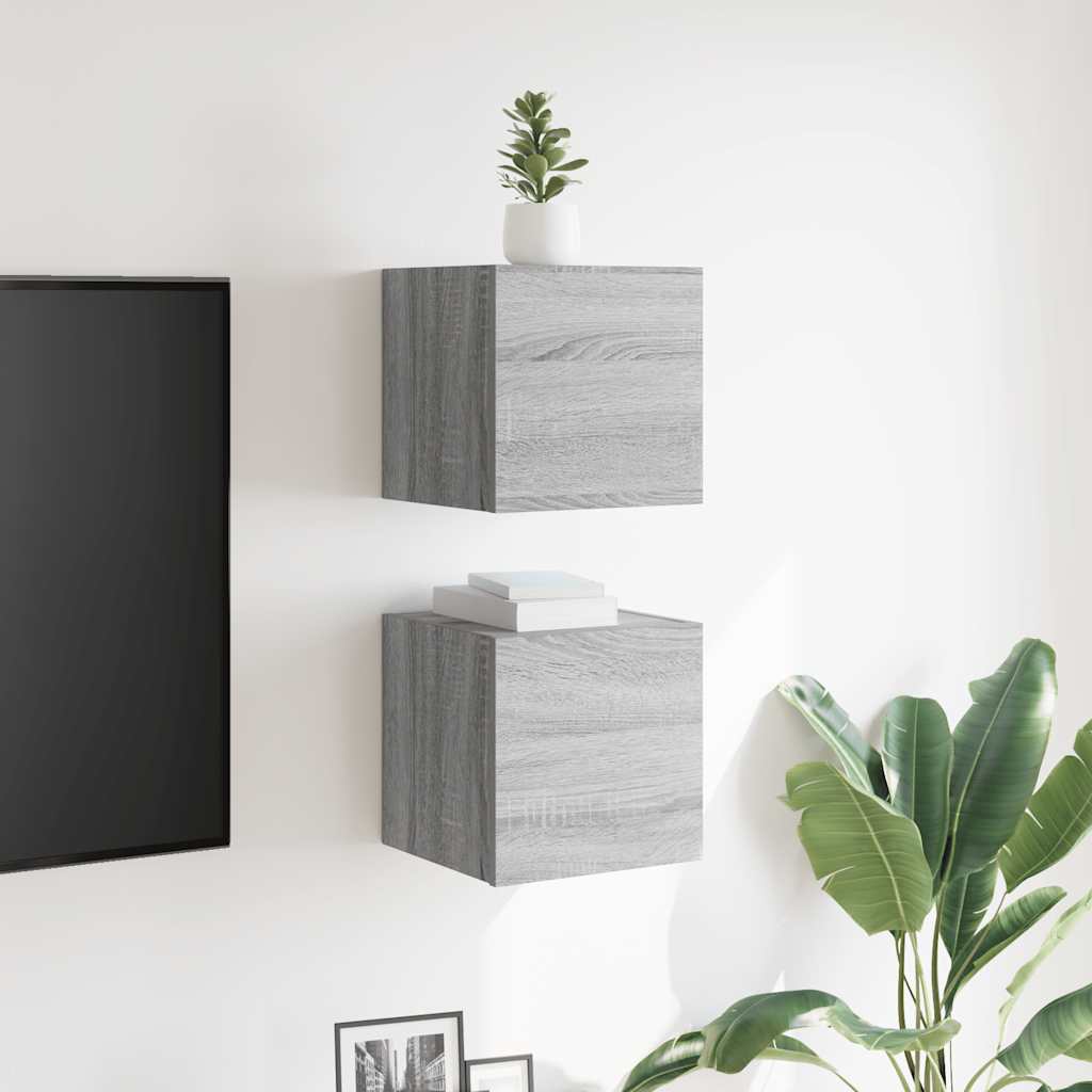 vidaXL TV-Wandschränke 2 Stk. Grau Sonoma 30,5x30x30 cm