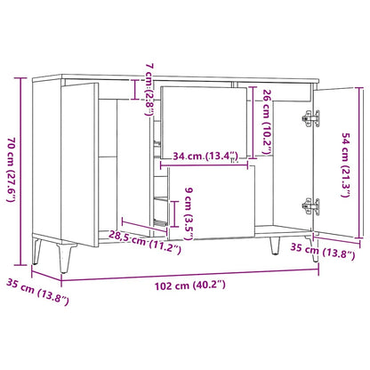 vidaXL Buffet gris Sonoma 102x35x70 cm Aggloméré