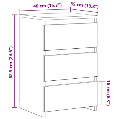 vidaXL Nachttische 2 Stk. Räuchereiche 40x35x62,5 cm Holzwerkstoff