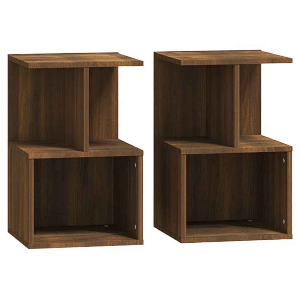 vidaXL Nachttische 2 Stk. Braun Eichen-Optik 35x35x55 cm Holzwerkstoff