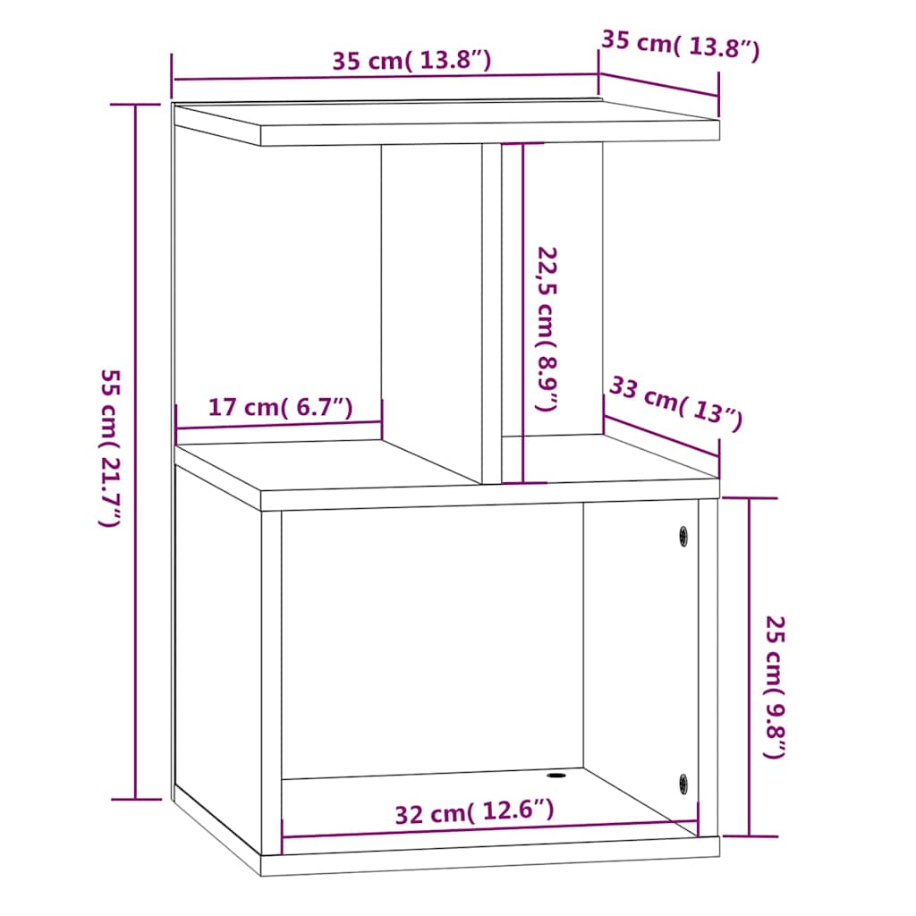 vidaXL Nachttische 2 Stk. Braun Eichen-Optik 35x35x55 cm Holzwerkstoff