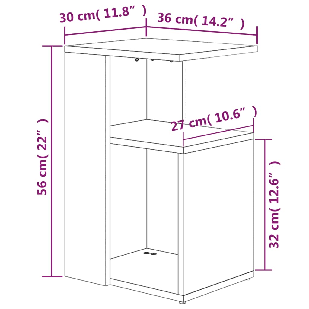 vidaXL Table d'appoint gris sonoma 36x30x56 cm en bois d'ingénierie