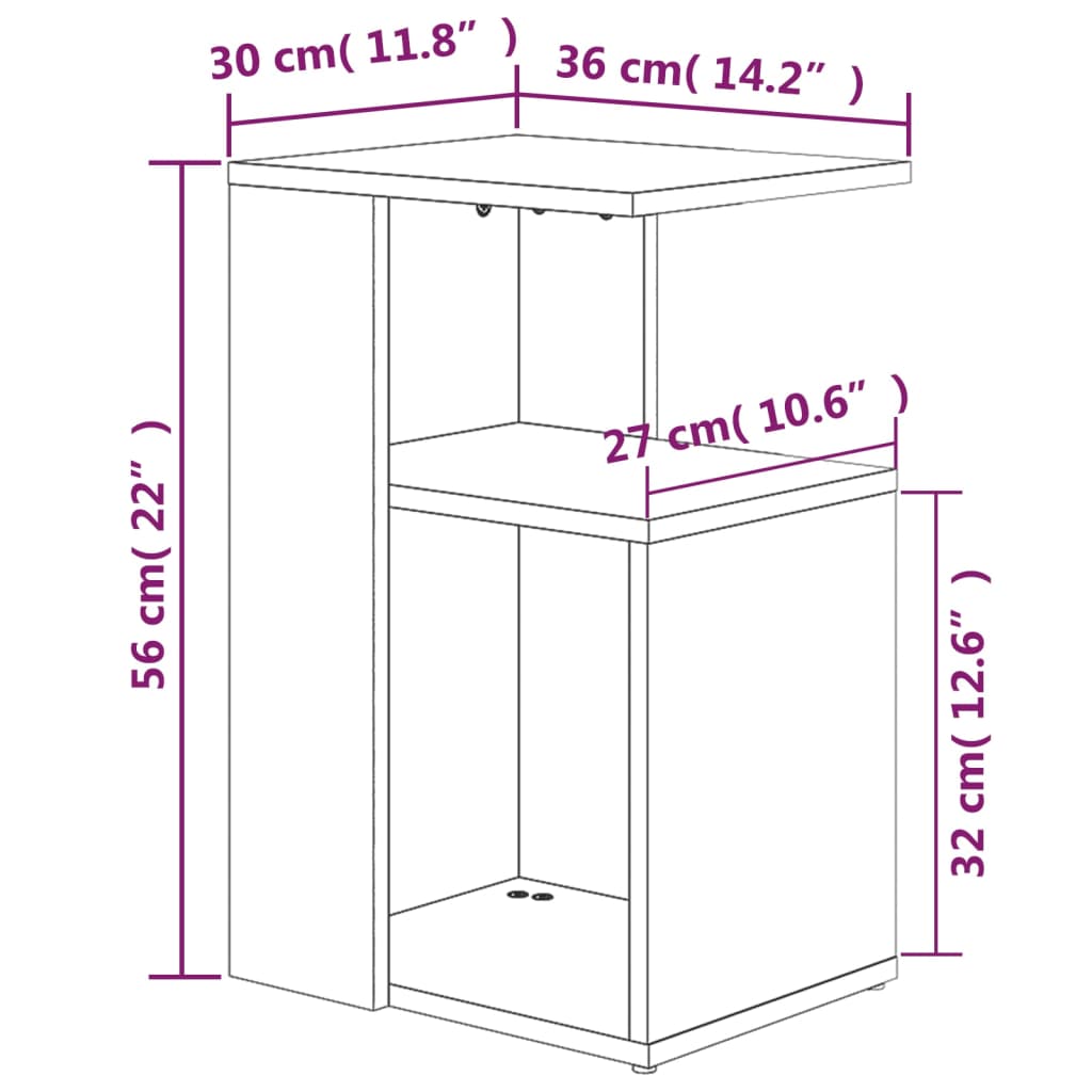 vidaXL Table d'appoint marron aspect chêne 36x30x56 cm Bois d'ingénierie