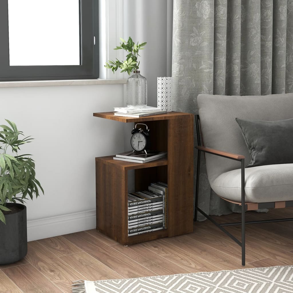 vidaXL Table d'appoint marron aspect chêne 36x30x56 cm Bois d'ingénierie