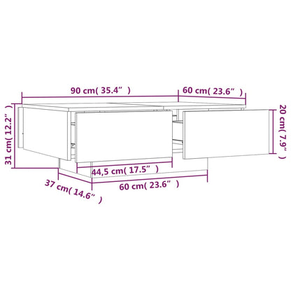 vidaXL Table basse chêne fumé 90x60x31 cm en bois d'ingénierie