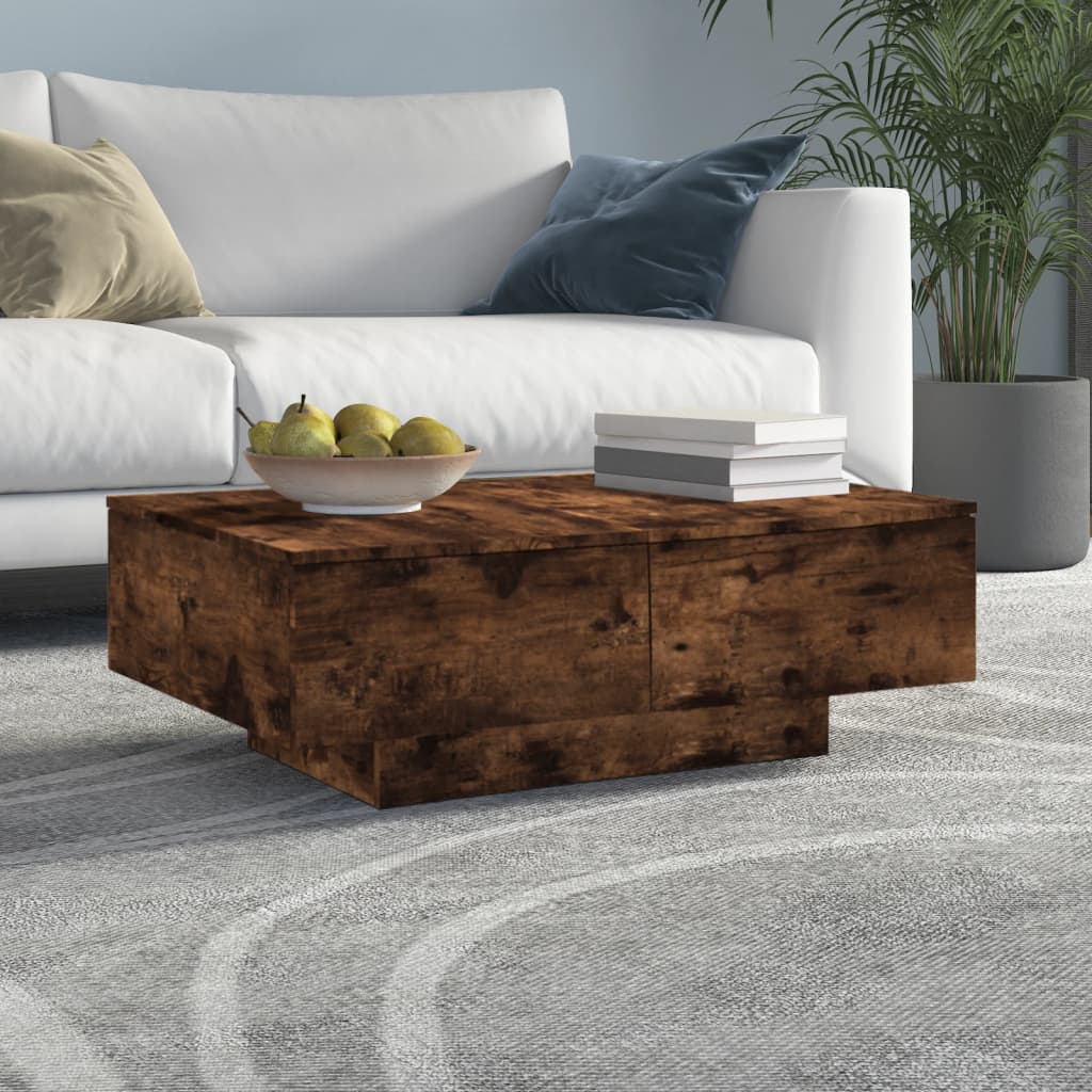 vidaXL Table basse chêne fumé 90x60x31 cm en bois d'ingénierie