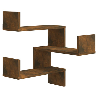 vidaXL Wand-Eckregale 2 Stk. Räuchereiche 40x40x50 cm Holzwerkstoff