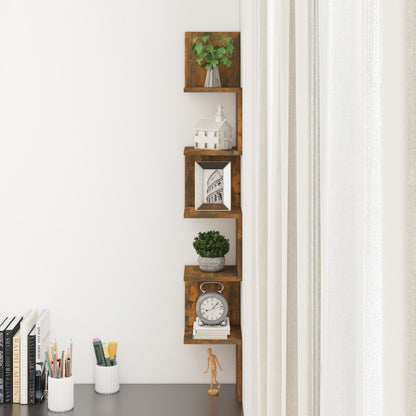 vidaXL Wand-Eckregal Räuchereiche 20x20x127,5 cm Holzwerkstoff