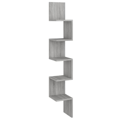vidaXL Wand-Eckregal Grau Sonoma 20x20x127,5 cm Holzwerkstoff