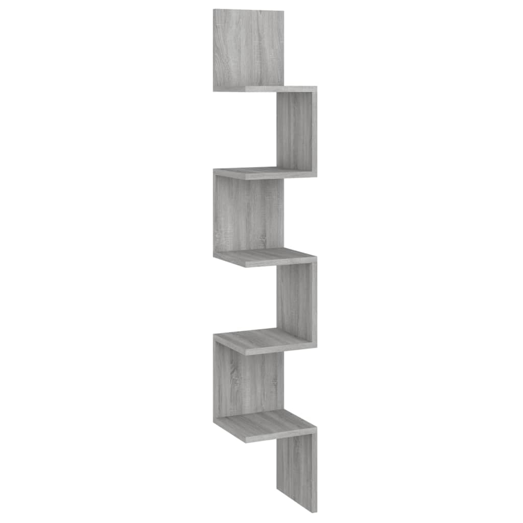 vidaXL Wand-Eckregal Grau Sonoma 20x20x127,5 cm Holzwerkstoff