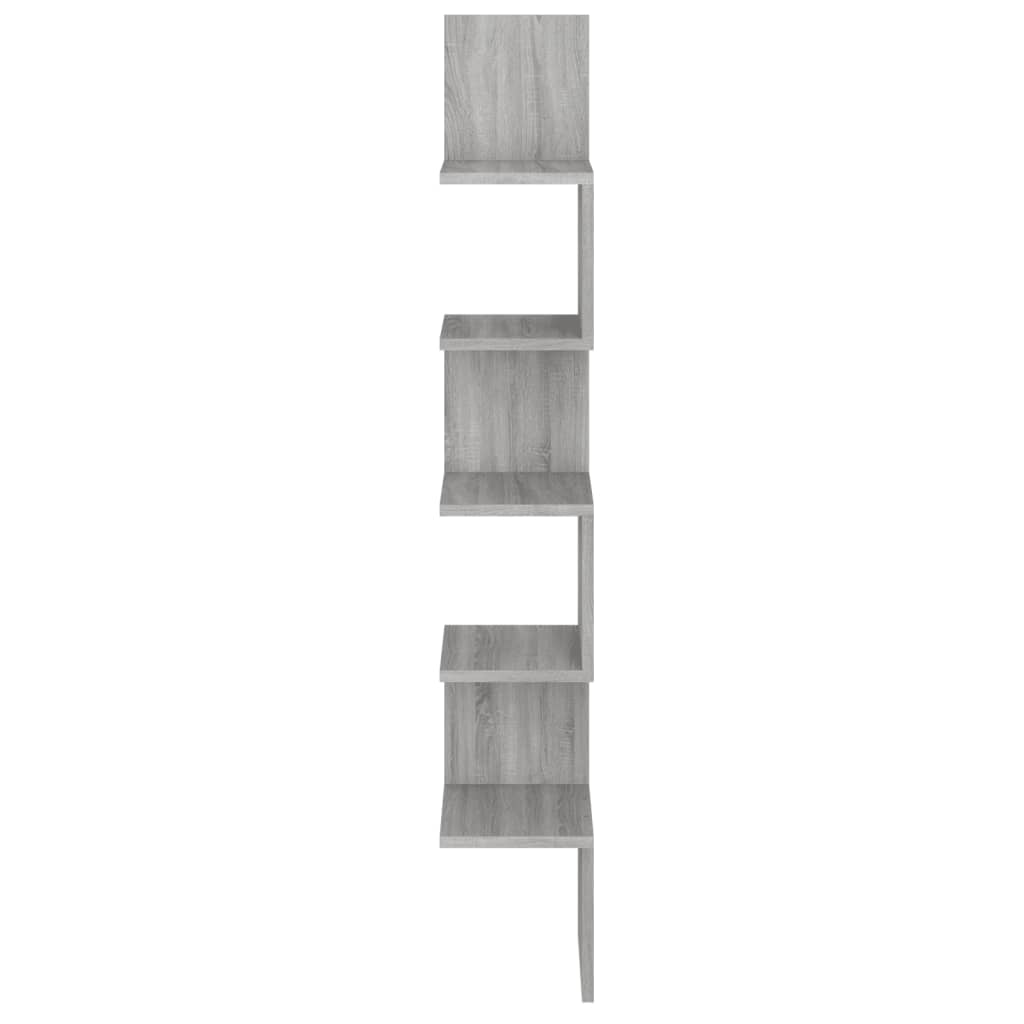 vidaXL Wand-Eckregal Grau Sonoma 20x20x127,5 cm Holzwerkstoff