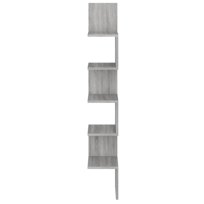 vidaXL Wand-Eckregal Grau Sonoma 20x20x127,5 cm Holzwerkstoff
