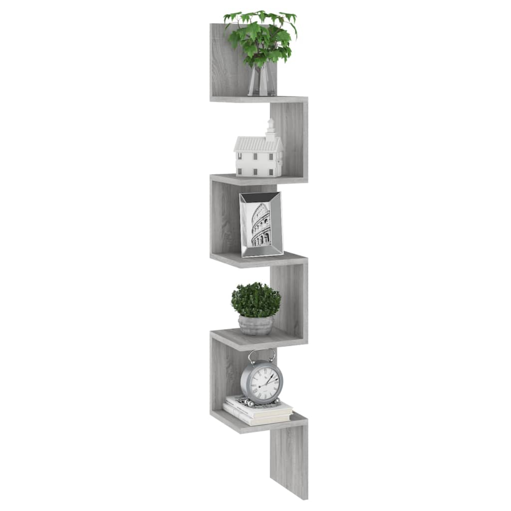 vidaXL Wand-Eckregal Grau Sonoma 20x20x127,5 cm Holzwerkstoff