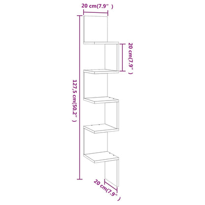 vidaXL Wand-Eckregal Grau Sonoma 20x20x127,5 cm Holzwerkstoff