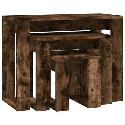 vidaXL Satztische 3 Stk. Räuchereiche Holzwerkstoff