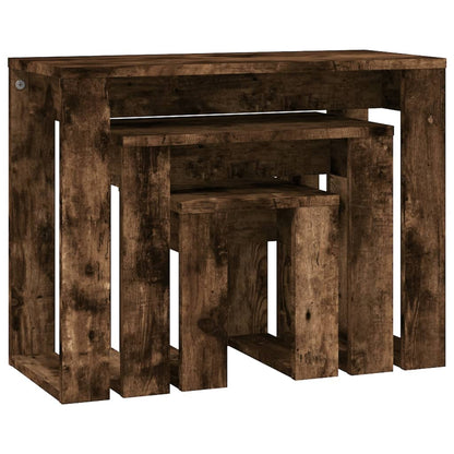 vidaXL Satztische 3 Stk. Räuchereiche Holzwerkstoff