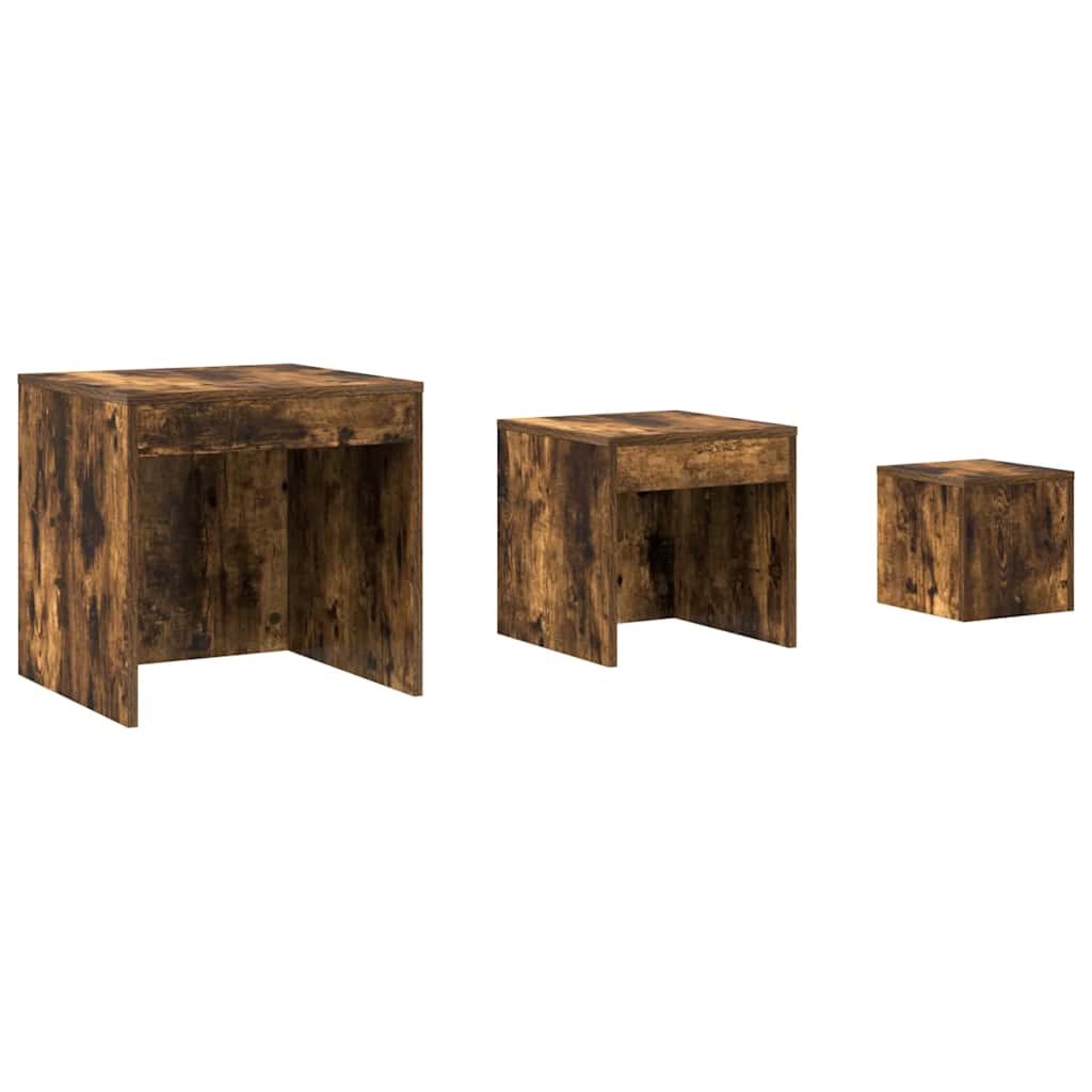 vidaXL Tables gigognes 3 pcs Chêne fumé Bois d'ingénierie