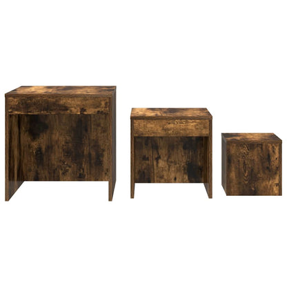 vidaXL Tables gigognes 3 pcs Chêne fumé Bois d'ingénierie