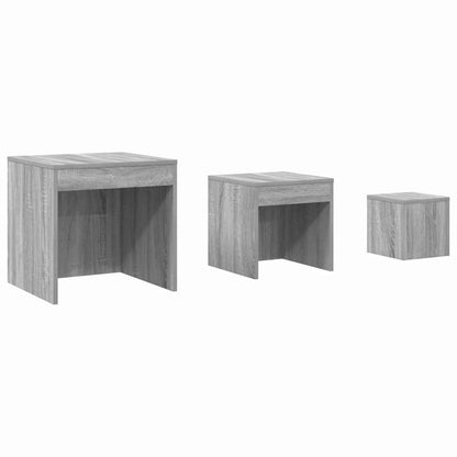 vidaXL Tables gigognes 3 pcs Gris Sonoma Bois d'ingénierie