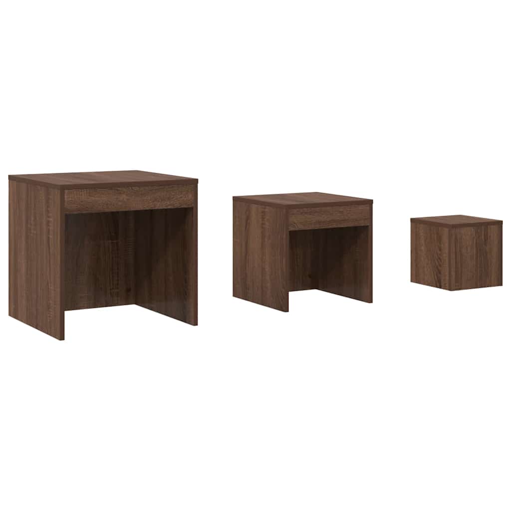 vidaXL Tables gigognes 3 pcs Marron aspect chêne Bois d'ingénierie