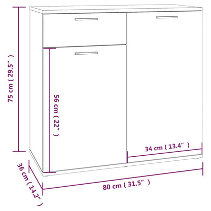vidaXL Bahut gris Sonoma 80x36x75 cm Aggloméré
