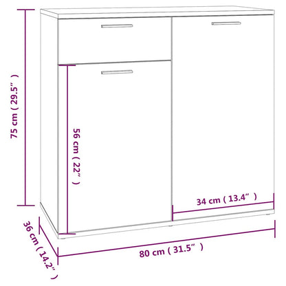 vidaXL Buffet marron aspect chêne 80x36x75 cm Bois d'ingénierie