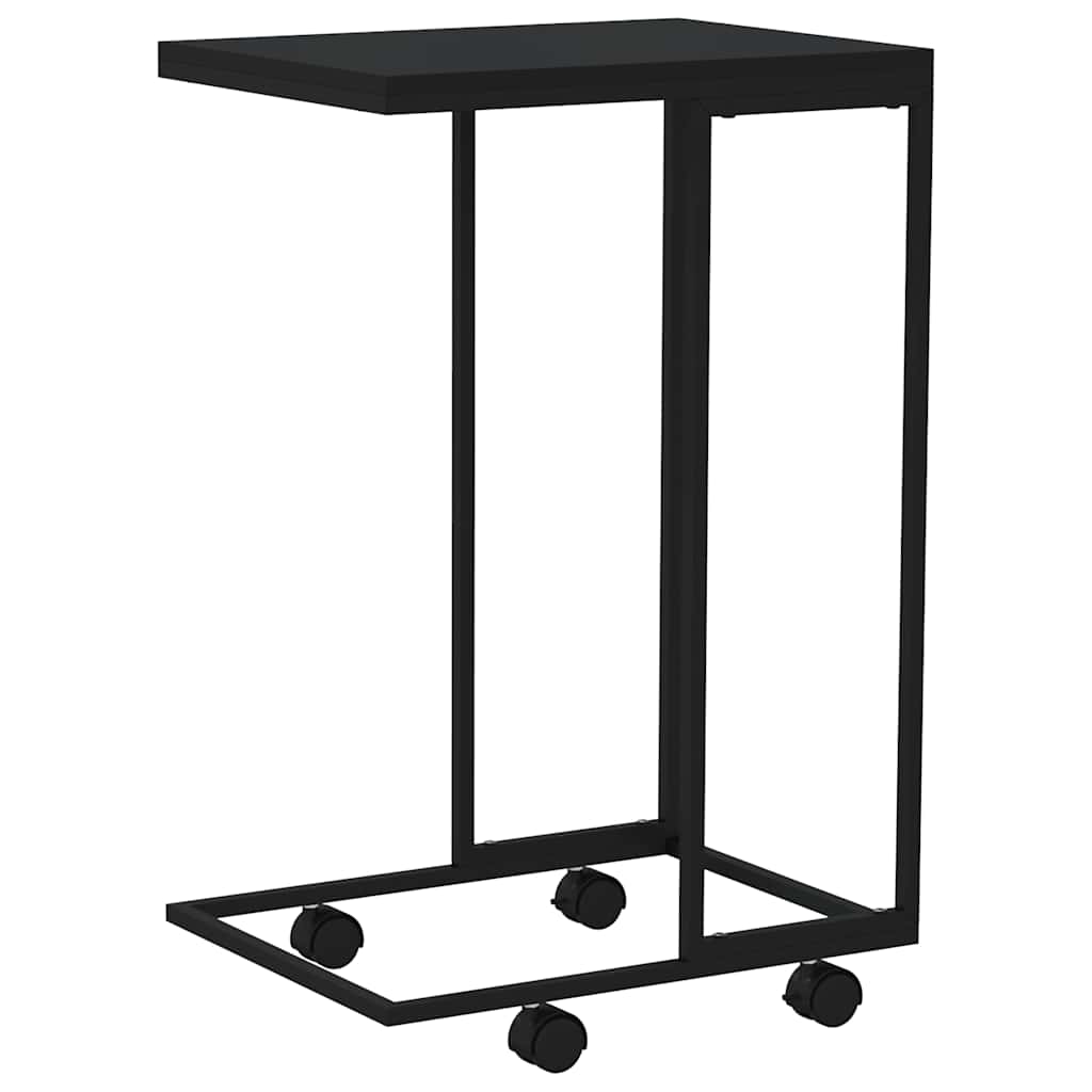 vidaXL Beistelltisch mit Rollen Schwarz 40x30x63,5 cm Holzwerkstoff