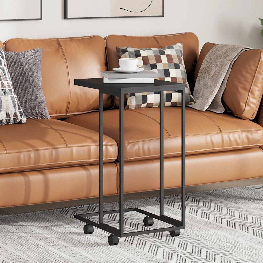vidaXL Beistelltisch mit Rollen Schwarz 40x30x63,5 cm Holzwerkstoff