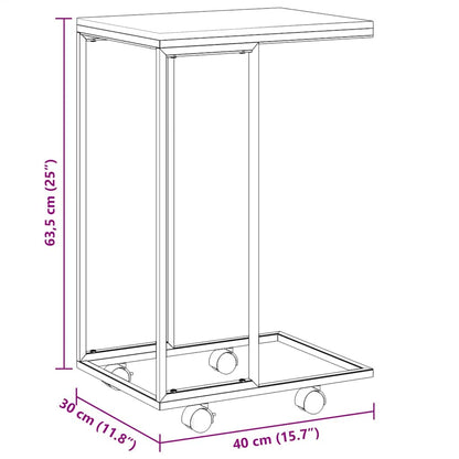 vidaXL Beistelltisch mit Rollen Weiß 40x30x63,5 cm Holzwerkstoff