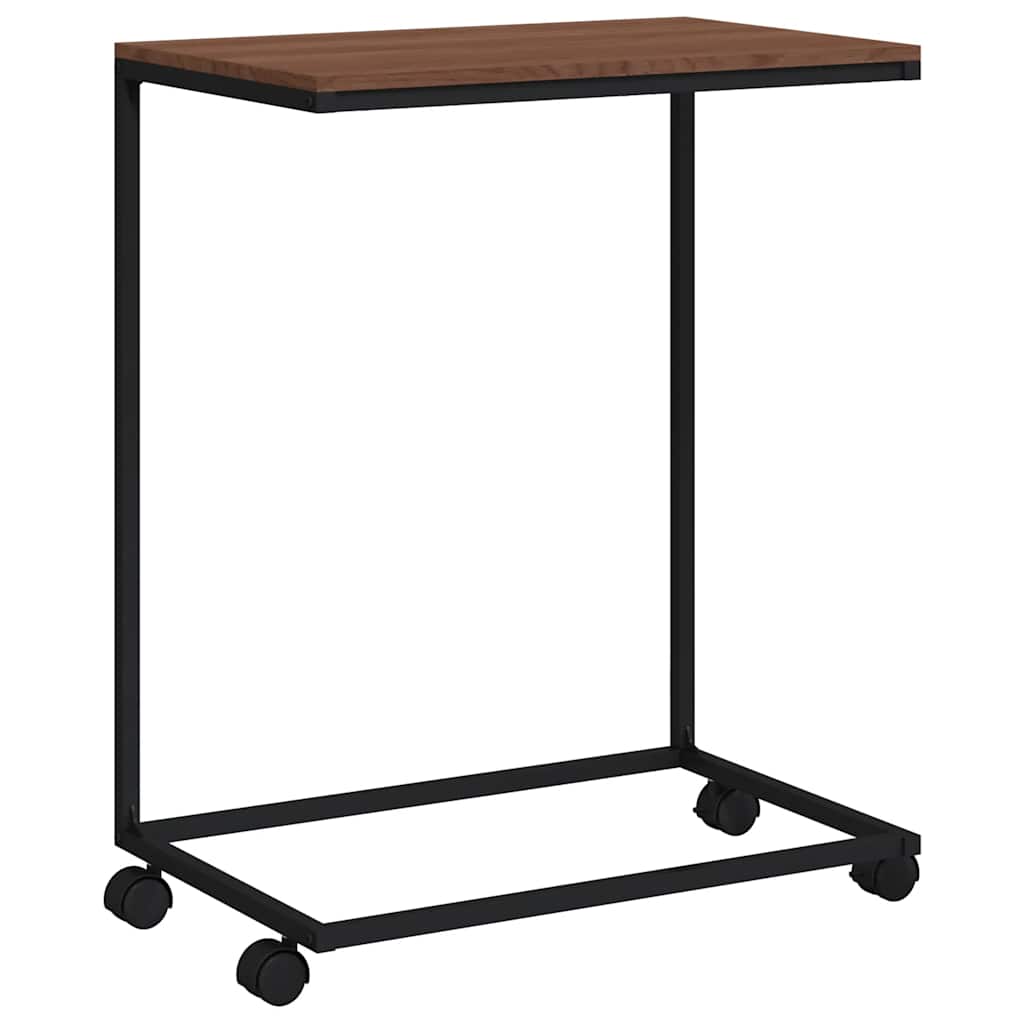 vidaXL Beistelltisch mit Rollen Schwarz 55x35x70 cm Holzwerkstoff