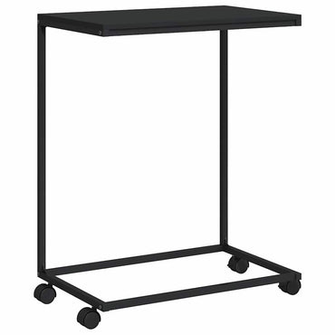 vidaXL Beistelltisch mit Rollen Schwarz 55x35x70 cm Holzwerkstoff
