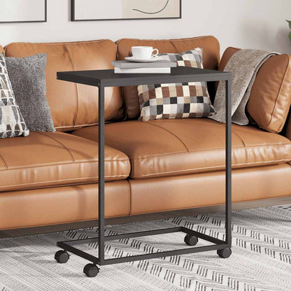 Beistelltisch mit Rollen Schwarz 55x35x70 cm Holzwerkstoff