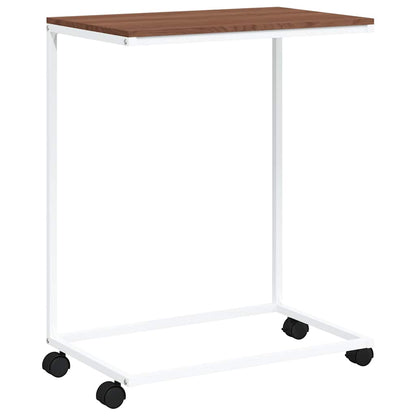 vidaXL Table d'appoint à roulettes Blanc 55x35x70 cm Bois d'ingénierie