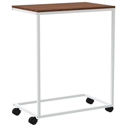 vidaXL Table d'appoint à roulettes Blanc 55x35x70 cm Bois d'ingénierie