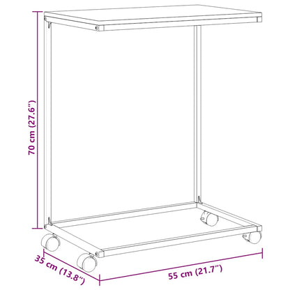 vidaXL Table d'appoint à roulettes Blanc 55x35x70 cm Bois d'ingénierie