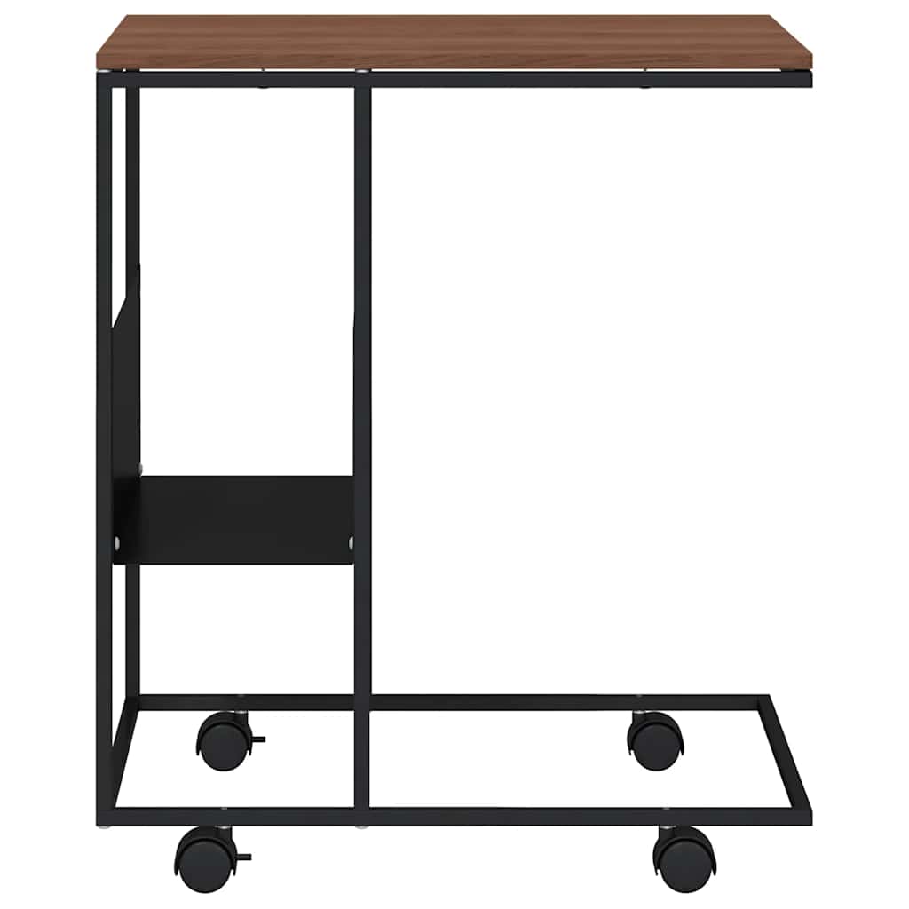 vidaXL Beistelltisch mit Rollen Schwarz 55x36x63,5 cm Holzwerkstoff