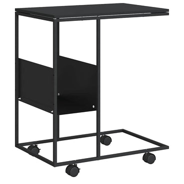 vidaXL Beistelltisch mit Rollen Schwarz 55x36x63,5 cm Holzwerkstoff