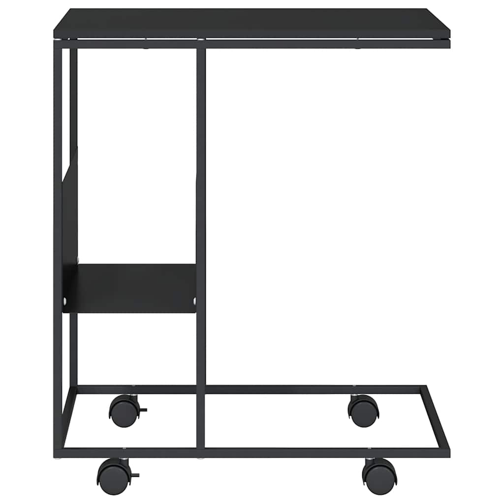 vidaXL Beistelltisch mit Rollen Schwarz 55x36x63,5 cm Holzwerkstoff