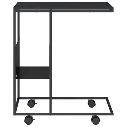 vidaXL Beistelltisch mit Rollen Schwarz 55x36x63,5 cm Holzwerkstoff