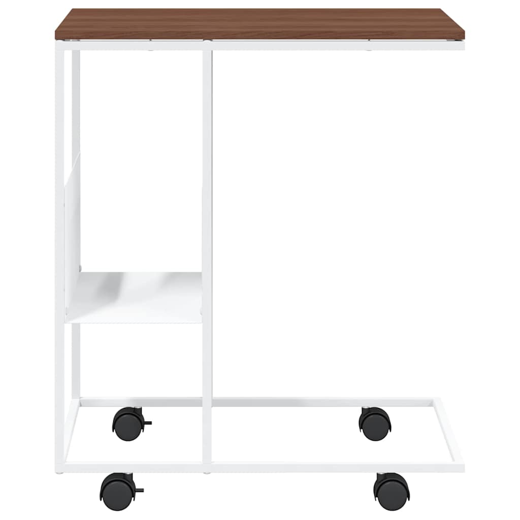 vidaXL Beistelltisch mit Rollen Weiß 55x36x63,5 cm Holzwerkstoff