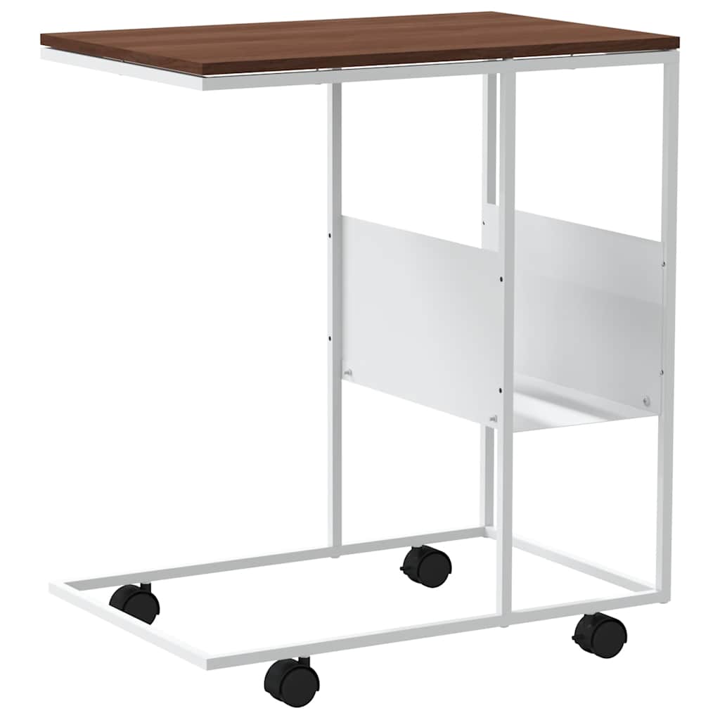 vidaXL Beistelltisch mit Rollen Weiß 55x36x63,5 cm Holzwerkstoff