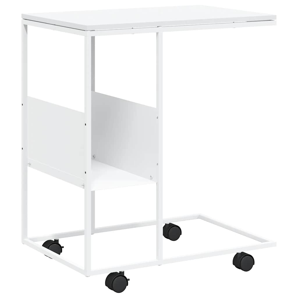 vidaXL Beistelltisch mit Rollen Weiß 55x36x63,5 cm Holzwerkstoff
