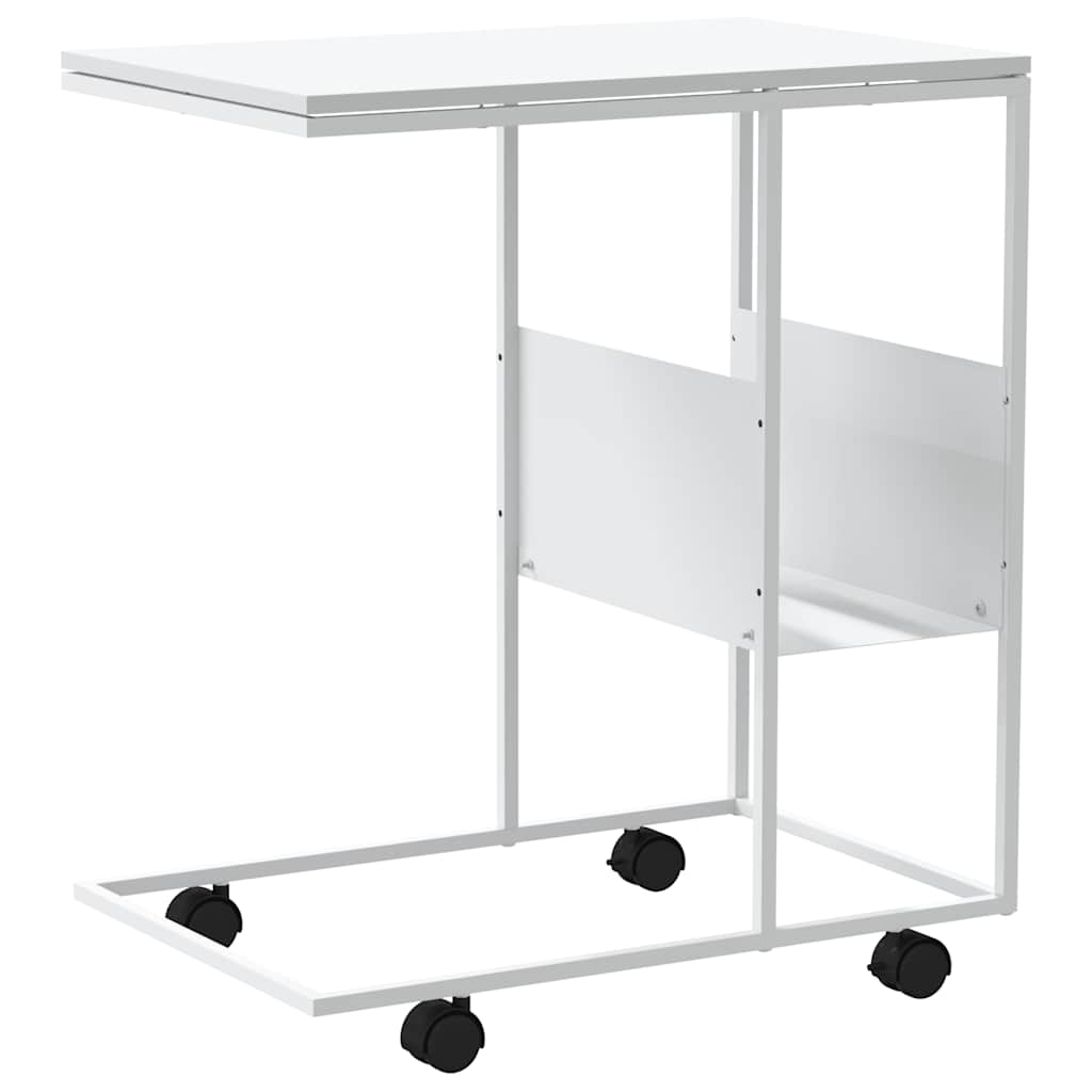 vidaXL Beistelltisch mit Rollen Weiß 55x36x63,5 cm Holzwerkstoff