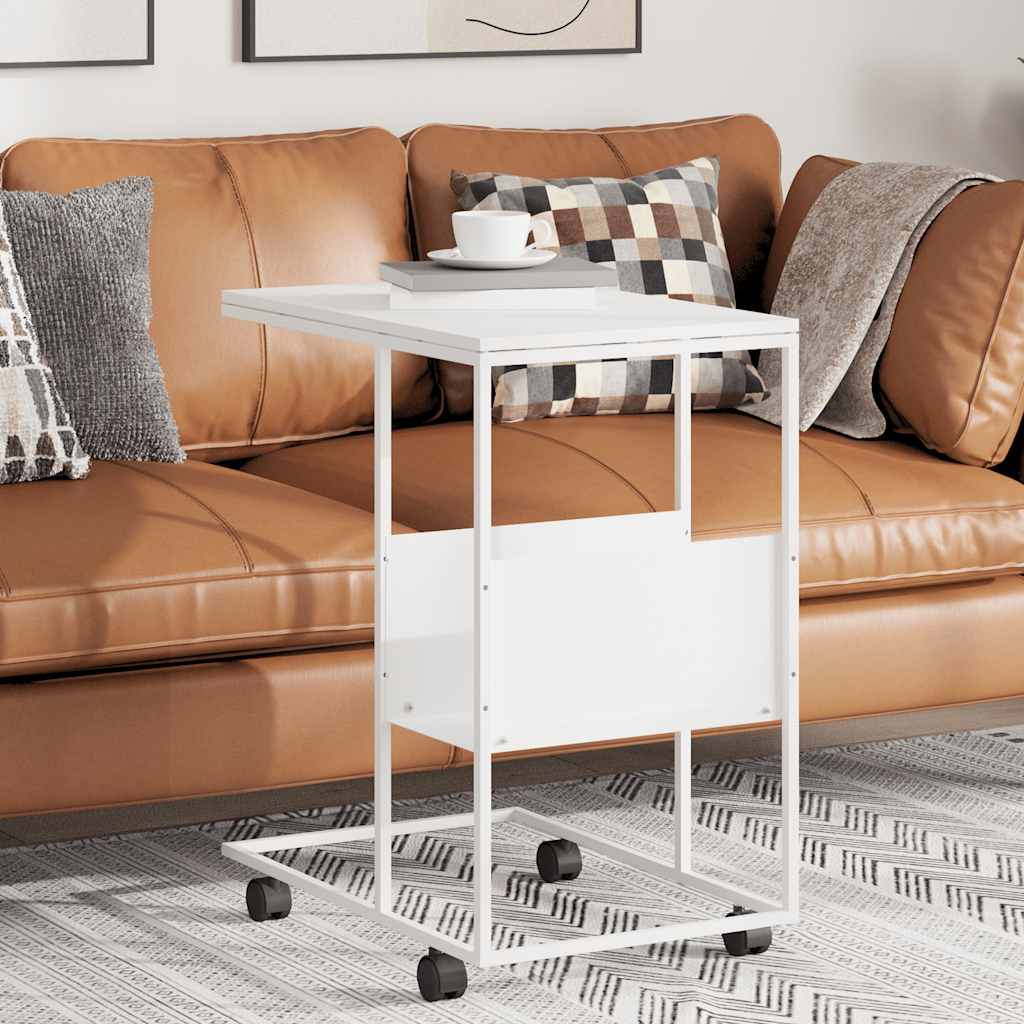 vidaXL Beistelltisch mit Rollen Weiß 55x36x63,5 cm Holzwerkstoff
