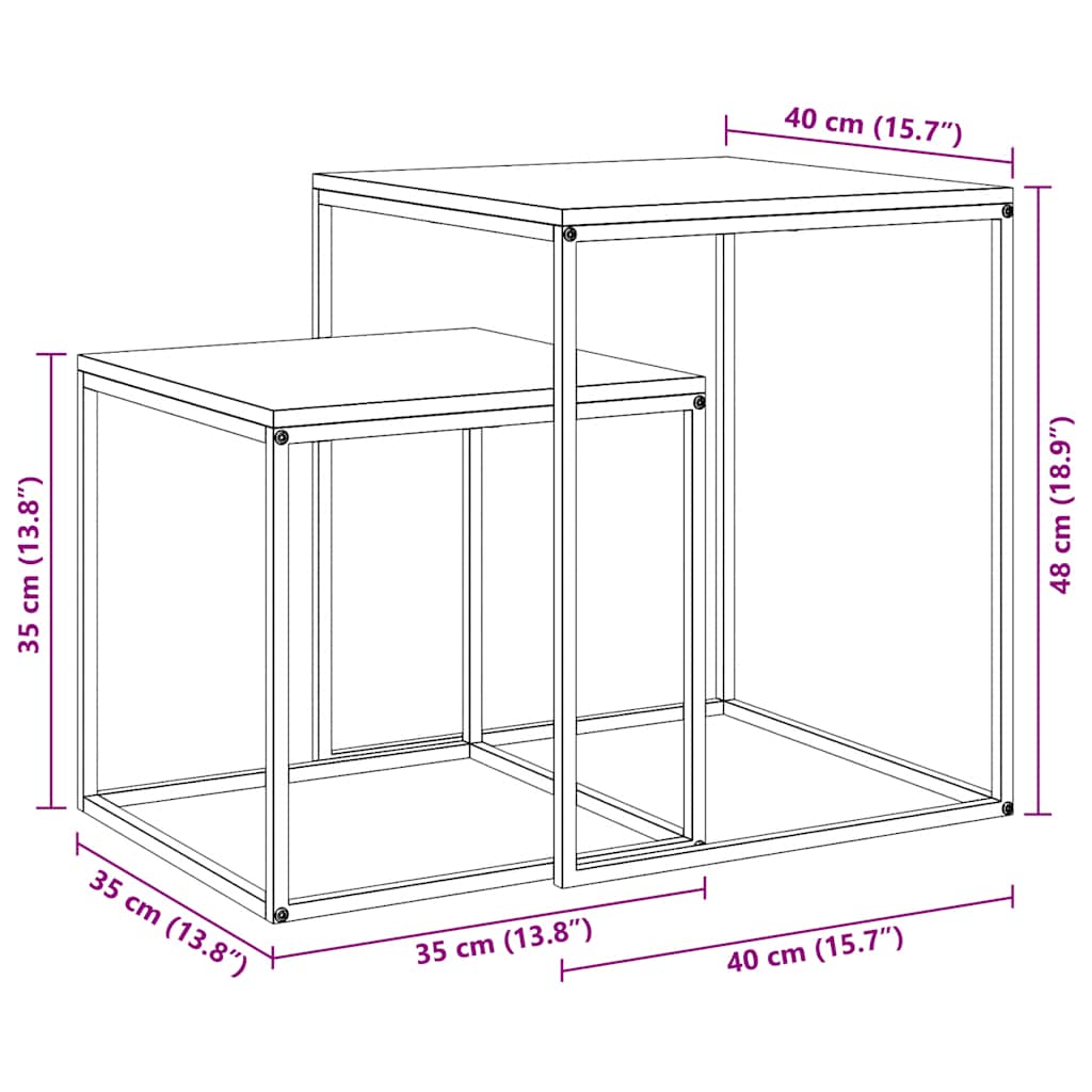 vidaXL Couchtisch-Set 2-tlg. Holzwerkstoff und Metall